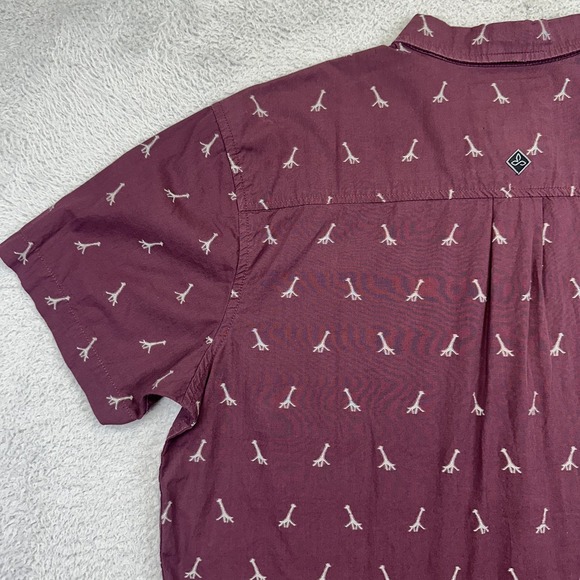 Prana Shirt Mens Large Button Up Short Sleeve Giraffe Print Organic Cotton - Picture 12 of 16